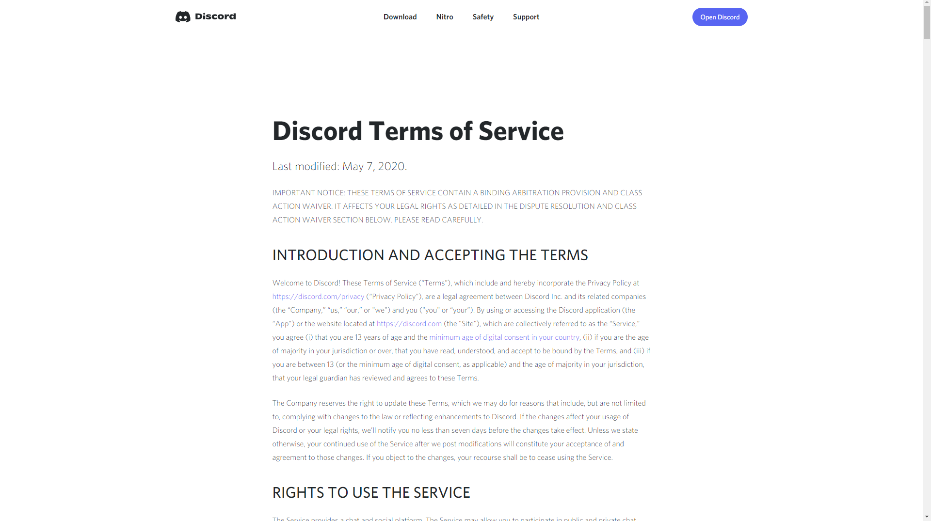 Discord Terms of Service